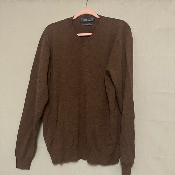 Polo Ralph Lauren Other - Polo Ralph Lauren Brown 100% Merino Wool Vneck Sweater Men XL
Condition 8/10